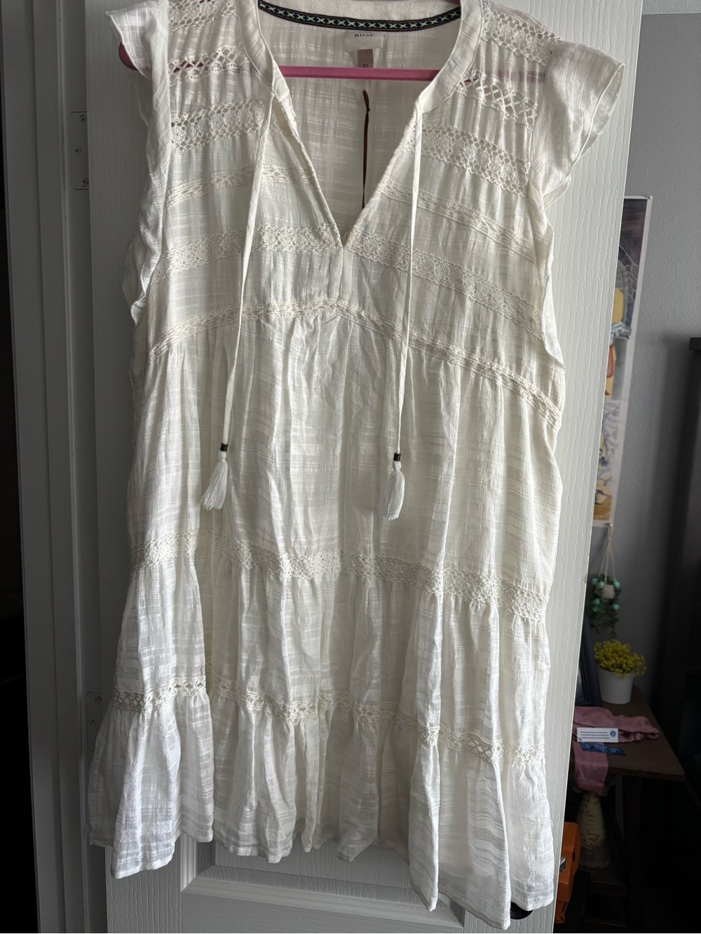 Women’s White Boho Tassel Dress